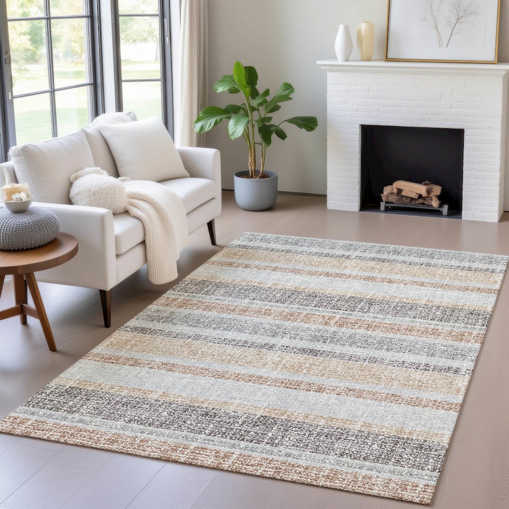 Machine Washable Indoor/Outdoor Chantille ACN2122 Gray 8' x 10' Rug