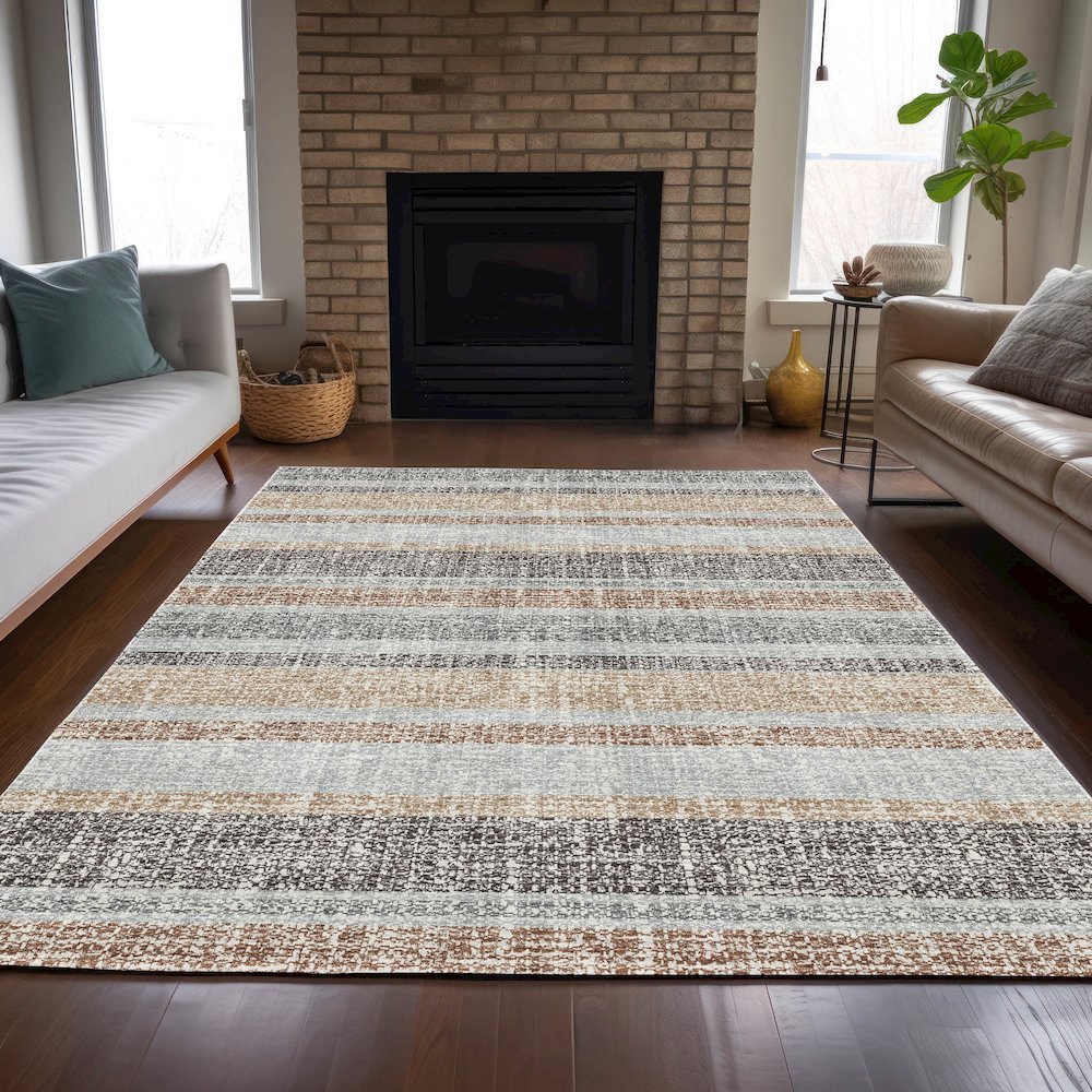 Machine Washable Indoor/Outdoor Chantille ACN2122 Gray 8' x 10' Rug