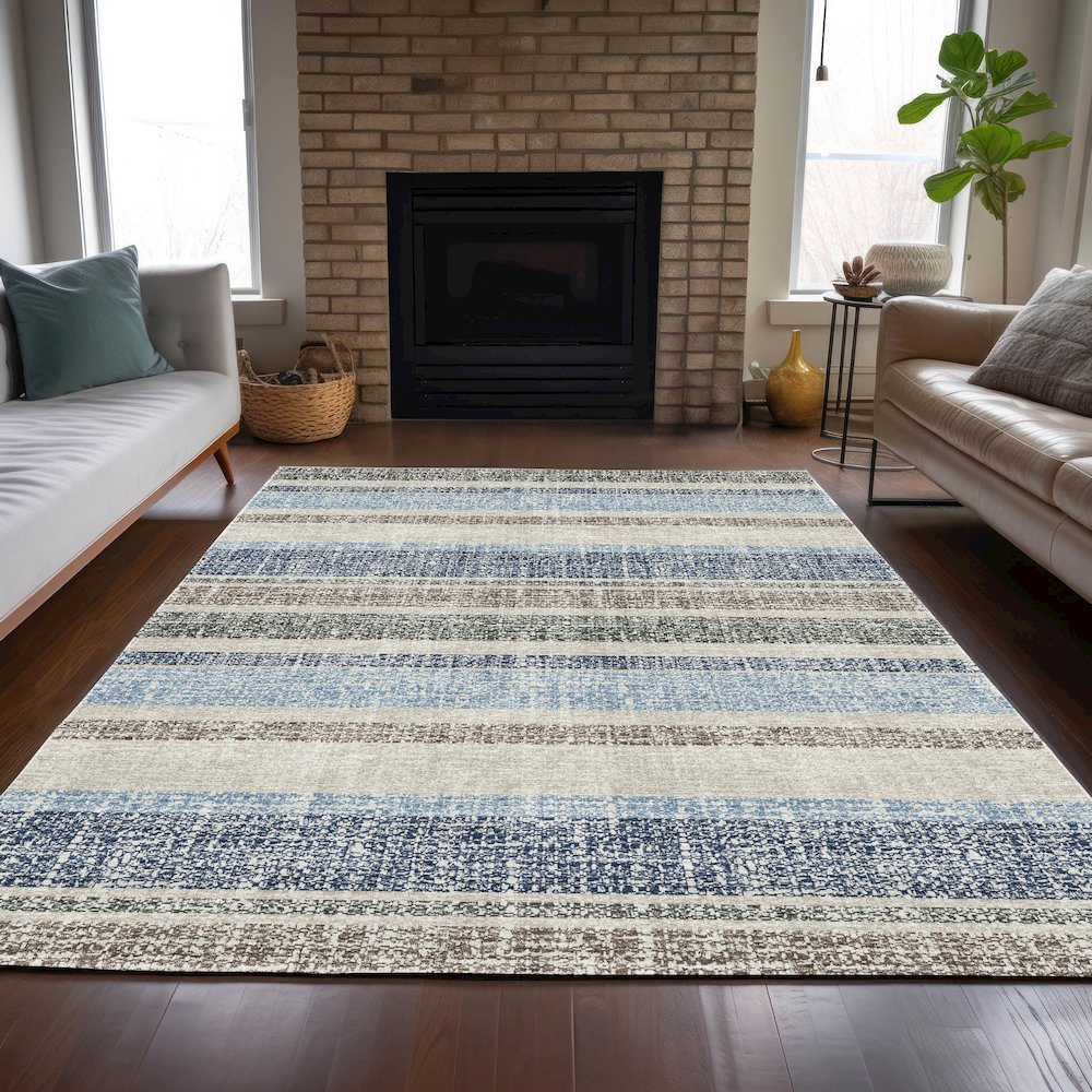 Machine Washable Indoor/Outdoor Chantille ACN2122 Navy 8' x 10' Rug