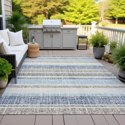 Machine Washable Indoor/Outdoor Chantille ACN2122 Navy 8' x 10' Rug