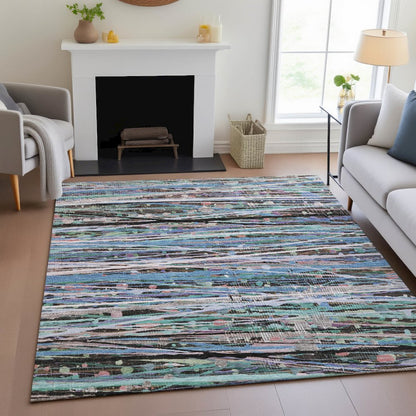 Machine Washable Indoor/Outdoor Chantille ACN2125 Blue 8' x 10' Rug