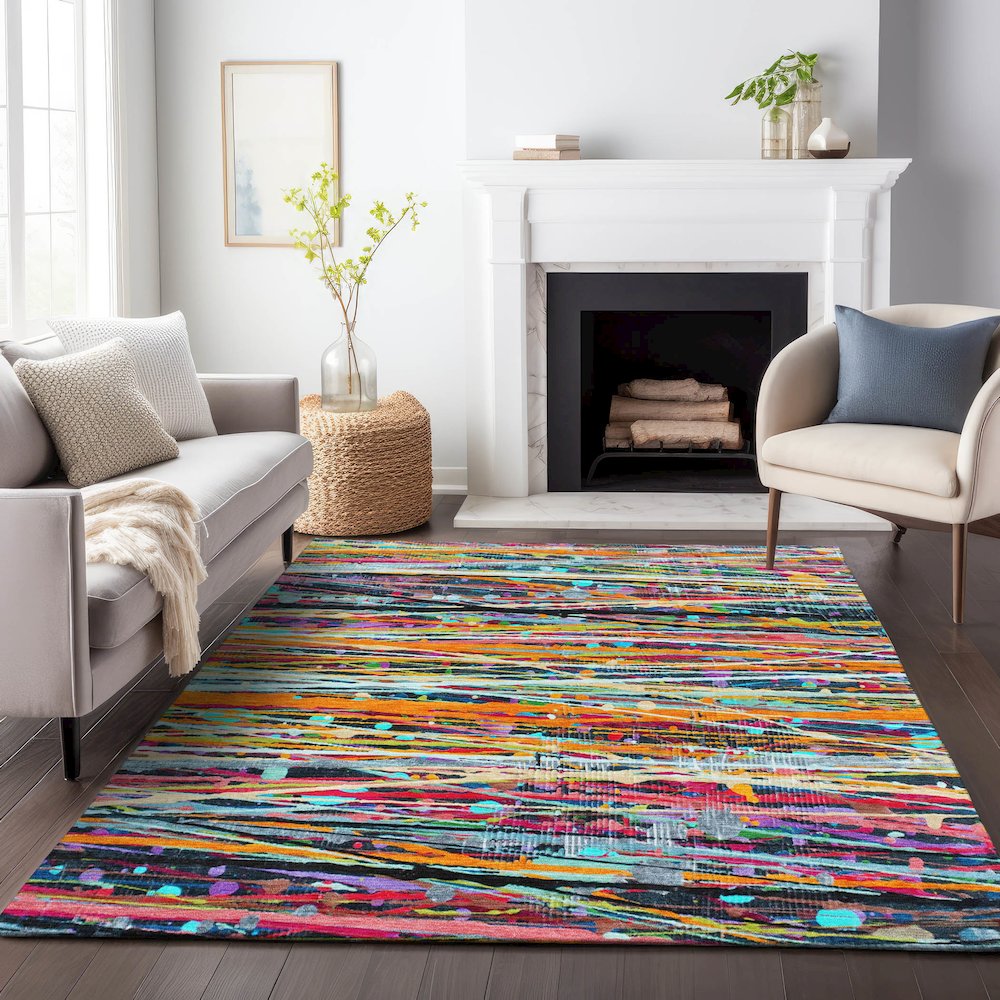 Machine Washable Indoor/Outdoor Chantille ACN2125 Orange 8' x 10' Rug