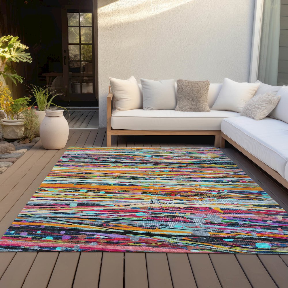 Machine Washable Indoor/Outdoor Chantille ACN2125 Orange 8' x 10' Rug