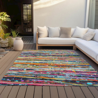 Machine Washable Indoor/Outdoor Chantille ACN2125 Orange 8' x 10' Rug