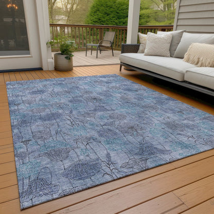 Machine Washable Indoor/Outdoor Chantille ACN2128 Blue 8' x 10' Rug
