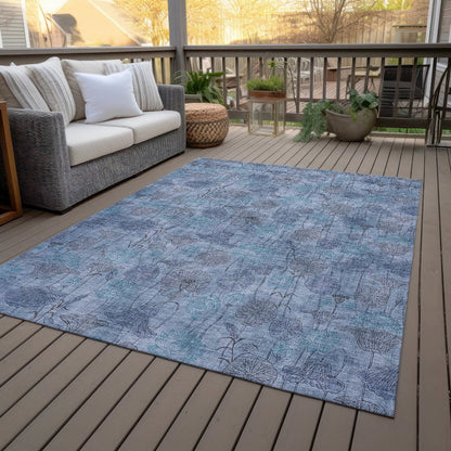 Machine Washable Indoor/Outdoor Chantille ACN2128 Blue 8' x 10' Rug