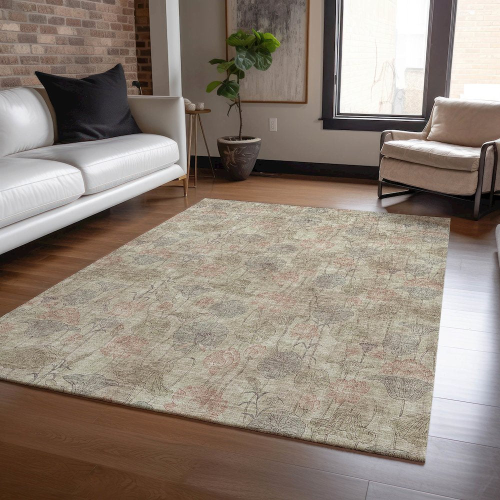 Machine Washable Indoor/Outdoor Chantille ACN2128 Brown 8' x 10' Rug
