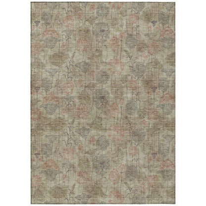 Machine Washable Indoor/Outdoor Chantille ACN2128 Brown 8' x 10' Rug