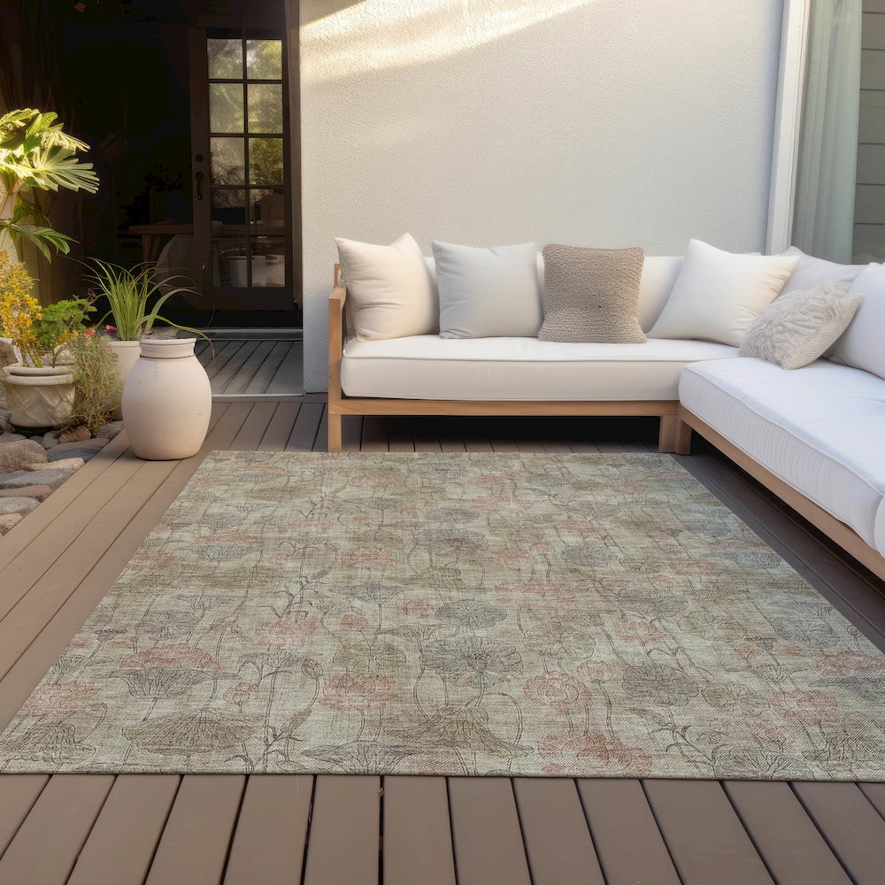 Machine Washable Indoor/Outdoor Chantille ACN2128 Brown 8' x 10' Rug