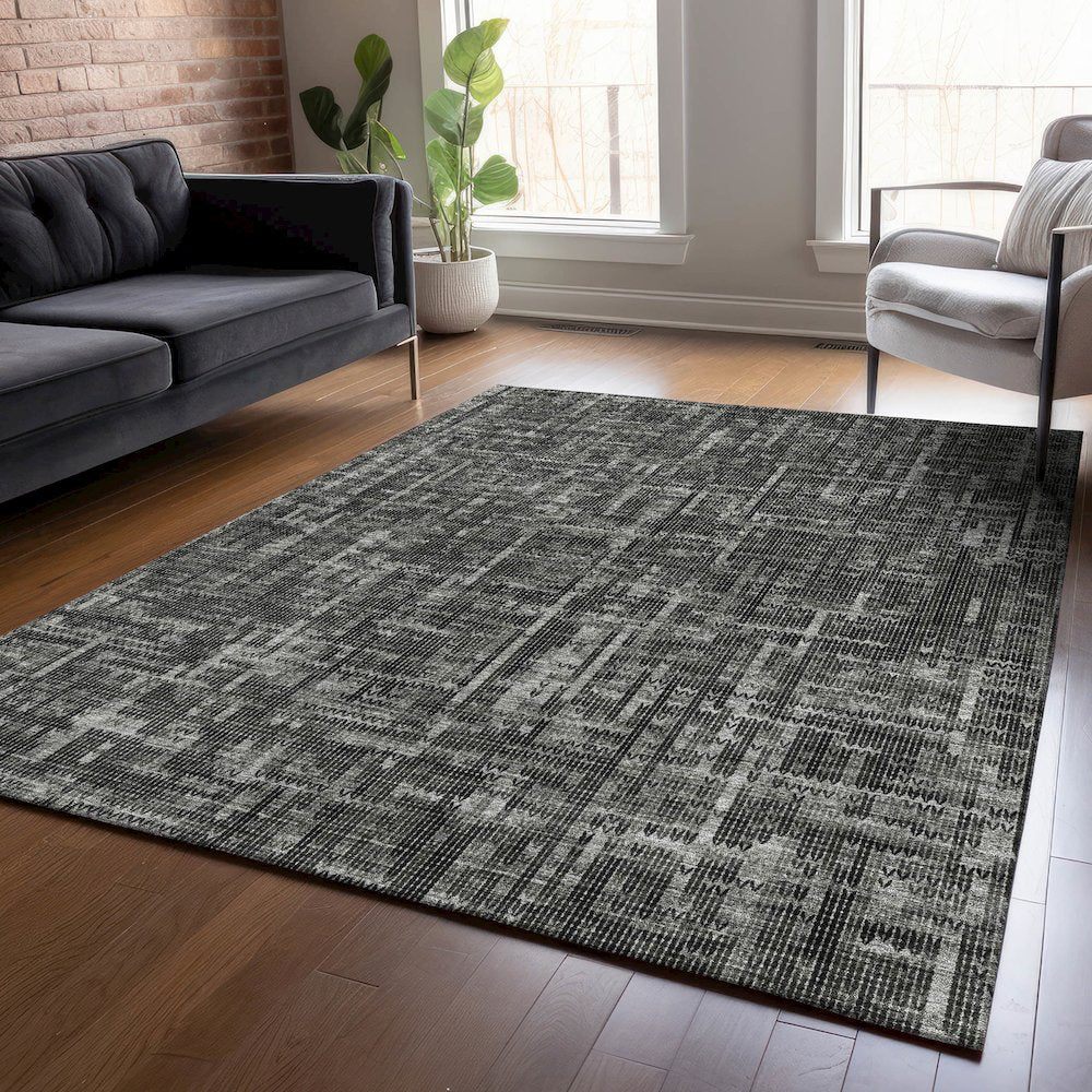 Machine Washable Indoor/Outdoor Chantille ACN2130 Charcoal 8' x 10' Rug