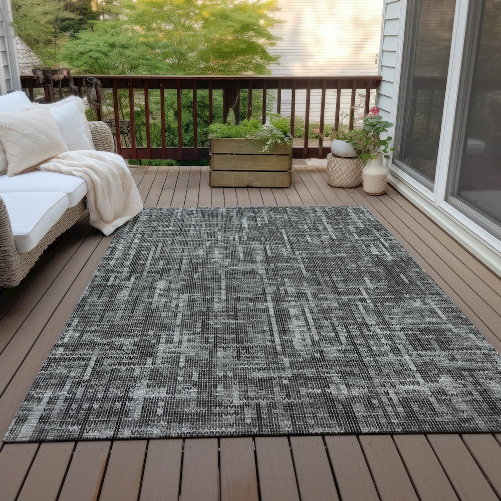 Machine Washable Indoor/Outdoor Chantille ACN2130 Charcoal 8' x 10' Rug