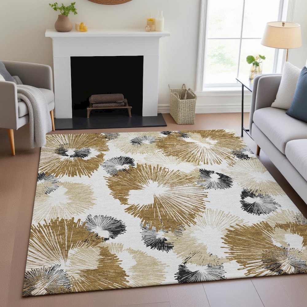 Machine Washable Indoor/Outdoor Chantille ACN2132 Chocolate 8' x 10' Rug