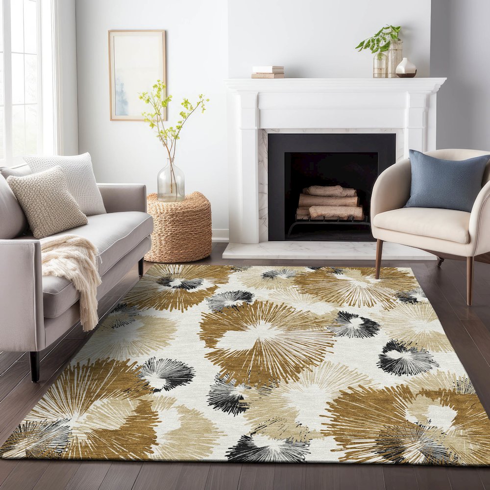 Machine Washable Indoor/Outdoor Chantille ACN2132 Chocolate 8' x 10' Rug