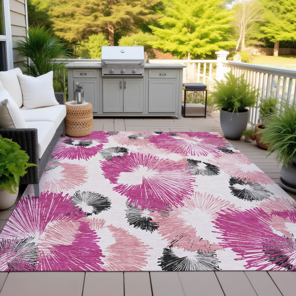 Machine Washable Indoor/Outdoor Chantille ACN2132 Pink 8' x 10' Rug
