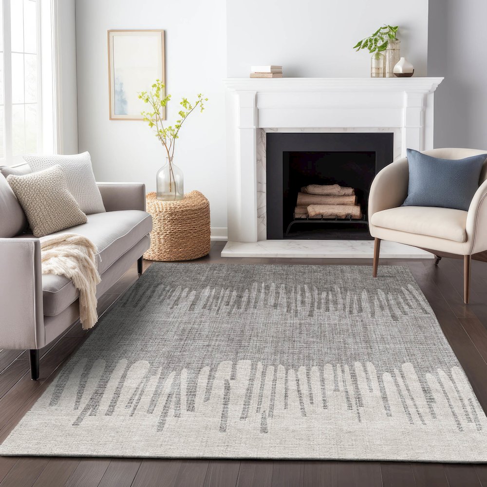 Machine Washable Indoor/Outdoor Chantille ACN2135 Gray 8' x 10' Rug