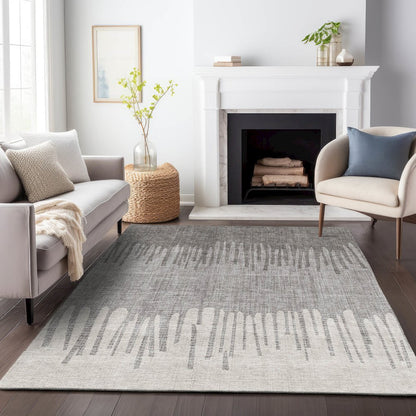 Machine Washable Indoor/Outdoor Chantille ACN2135 Gray 8' x 10' Rug