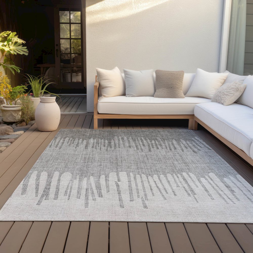 Machine Washable Indoor/Outdoor Chantille ACN2135 Gray 8' x 10' Rug
