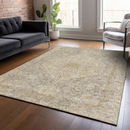Machine Washable Indoor/Outdoor Chantille ACN2136 Beige 8' x 10' Rug