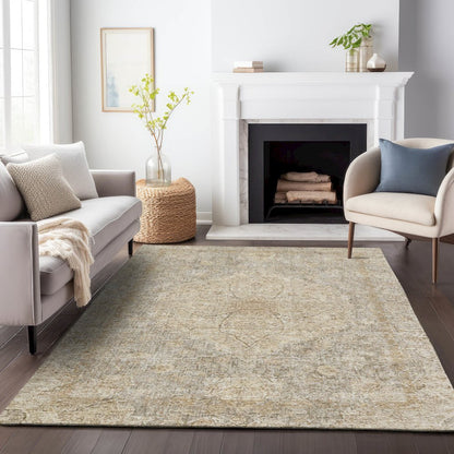 Machine Washable Indoor/Outdoor Chantille ACN2136 Beige 8' x 10' Rug