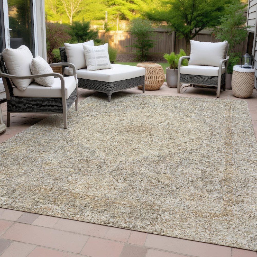 Machine Washable Indoor/Outdoor Chantille ACN2136 Beige 8' x 10' Rug