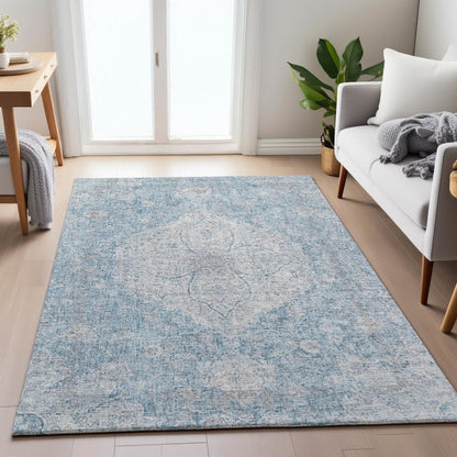 Machine Washable Indoor/Outdoor Chantille ACN2136 Denim 8' x 10' Rug
