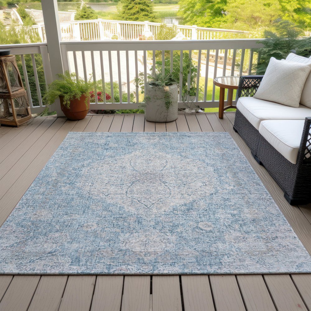 Machine Washable Indoor/Outdoor Chantille ACN2136 Denim 8' x 10' Rug
