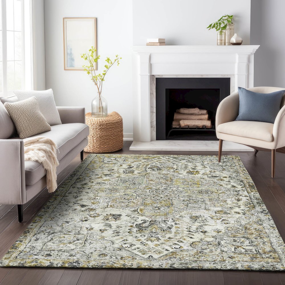 Machine Washable Indoor/Outdoor Chantille ACN2138 Beige 8' x 10' Rug