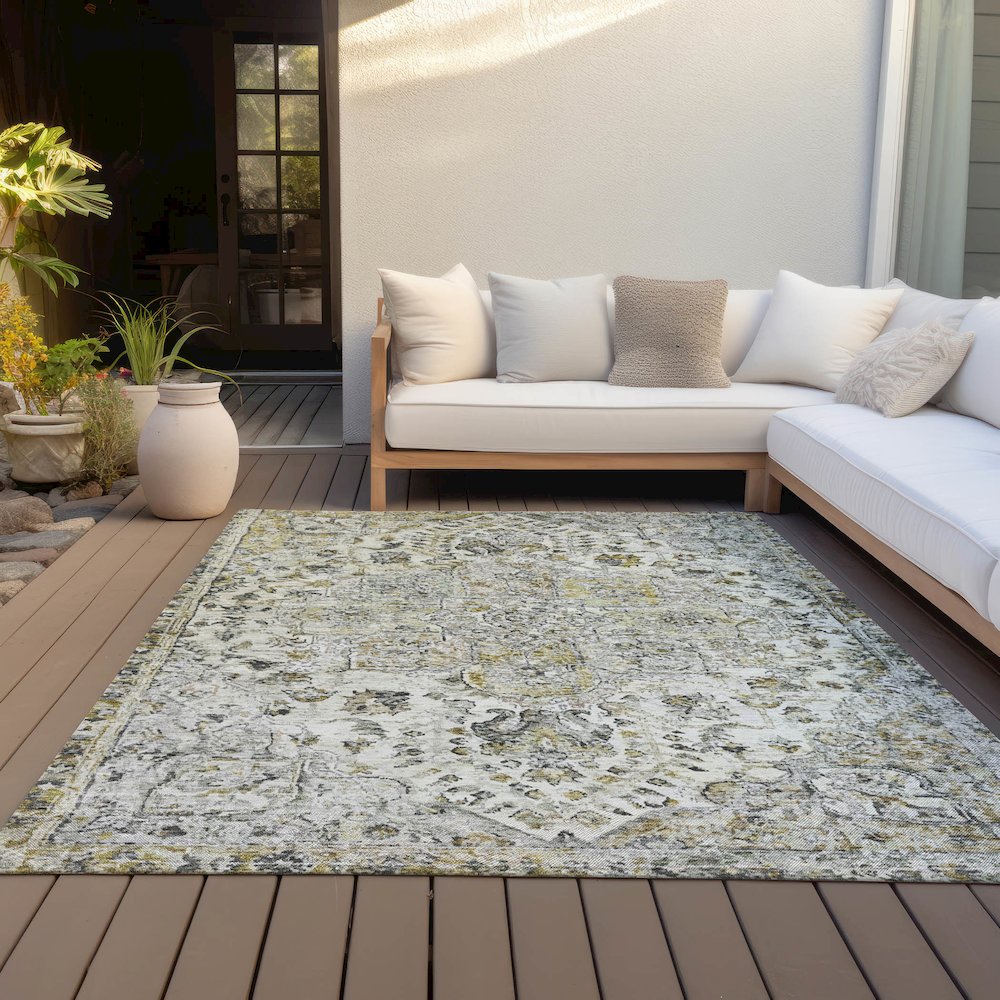 Machine Washable Indoor/Outdoor Chantille ACN2138 Beige 8' x 10' Rug