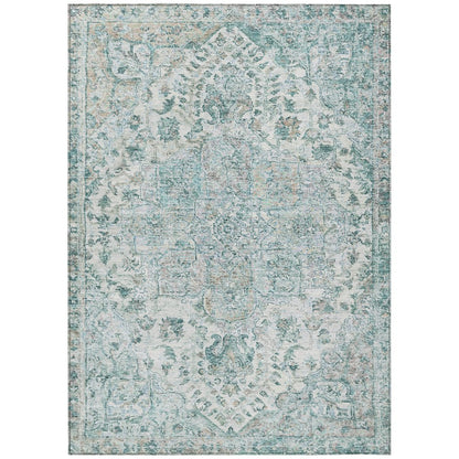 Machine Washable Indoor/Outdoor Chantille ACN2138 Teal 8' x 10' Rug
