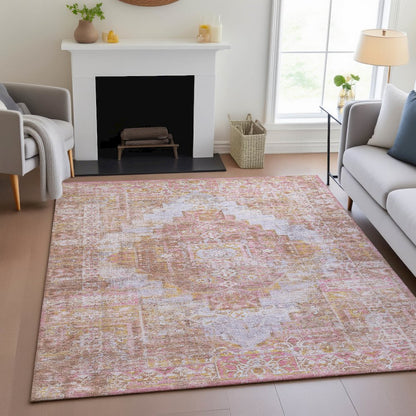 Machine Washable Indoor/Outdoor Chantille ACN2140 Blush 8' x 10' Rug