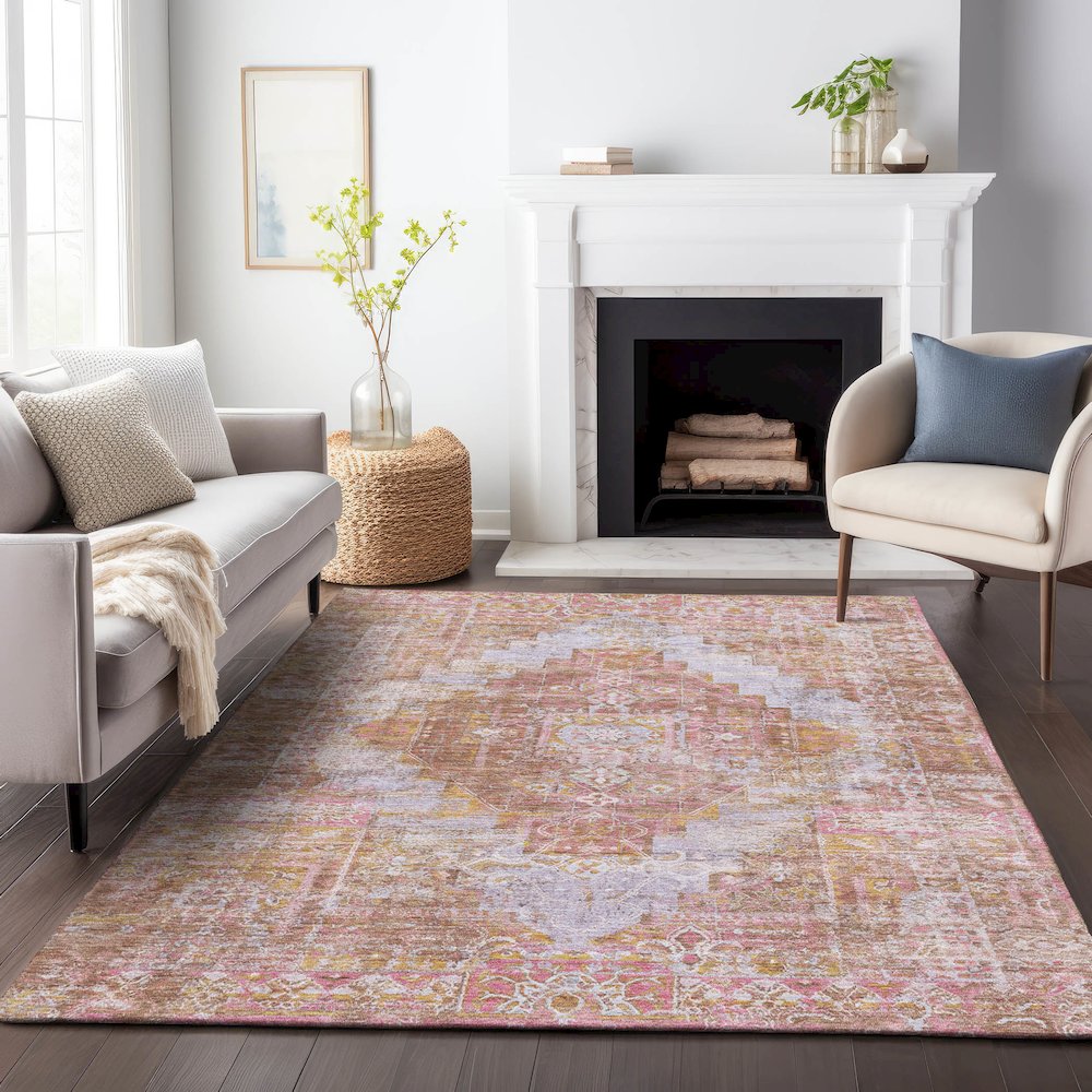 Machine Washable Indoor/Outdoor Chantille ACN2140 Blush 8' x 10' Rug
