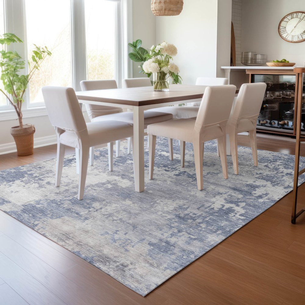 Machine Washable Indoor/Outdoor Chantille ACN2142 Denim 8' x 10' Rug