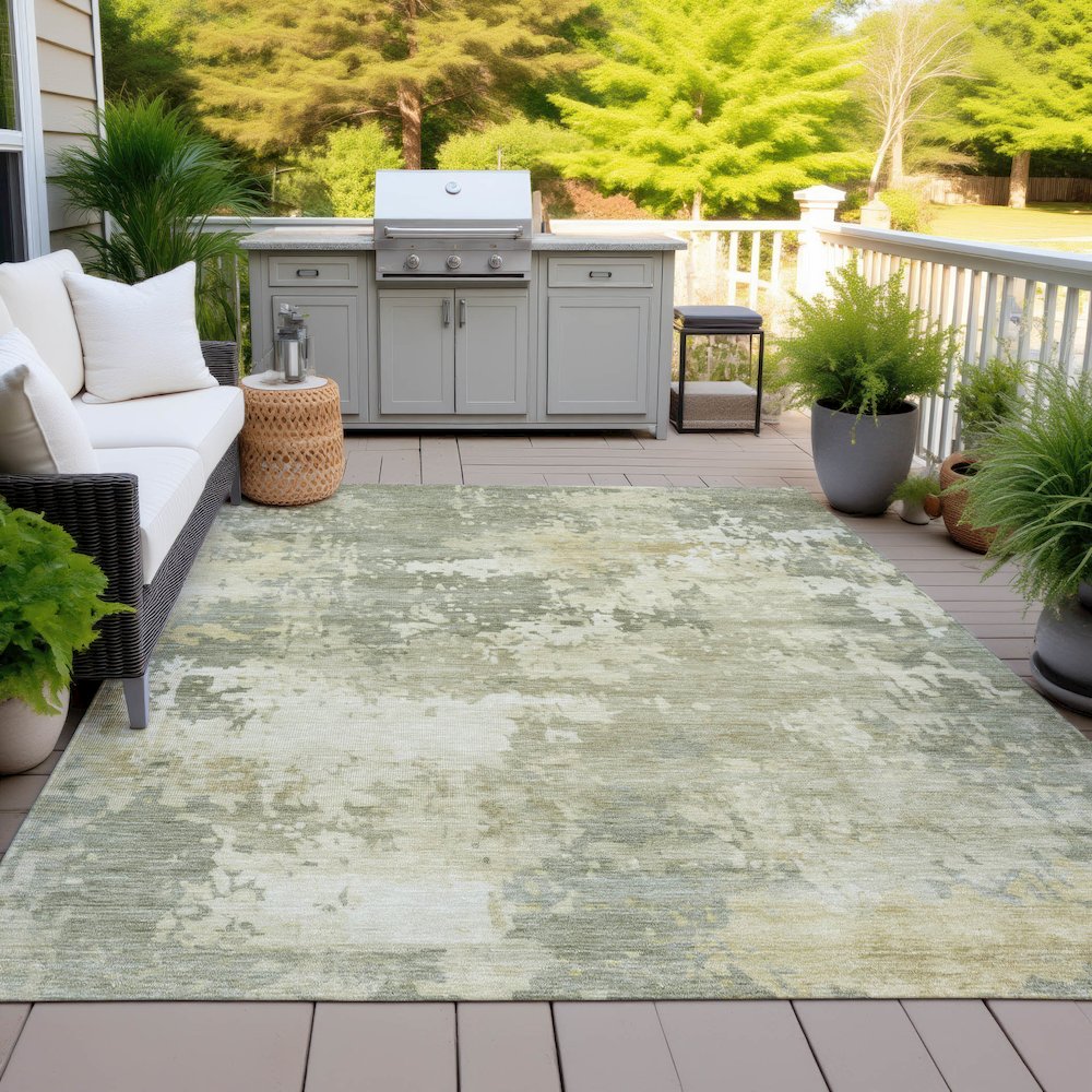 Machine Washable Indoor/Outdoor Chantille ACN2142 Sage 8' x 10' Rug