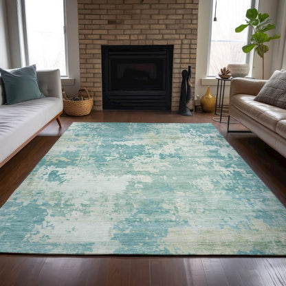 Machine Washable Indoor/Outdoor Chantille ACN2142 Teal 8' x 10' Rug