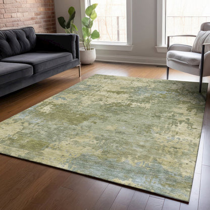 Machine Washable Indoor/Outdoor Chantille ACN2143 Green 8' x 10' Rug