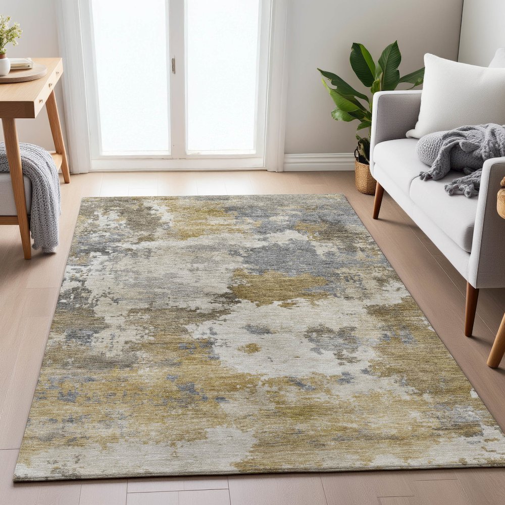 Machine Washable Indoor/Outdoor Chantille ACN2144 Brown 8' x 10' Rug