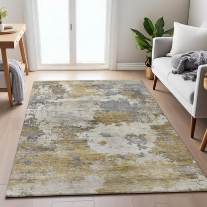 Machine Washable Indoor/Outdoor Chantille ACN2144 Brown 8' x 10' Rug