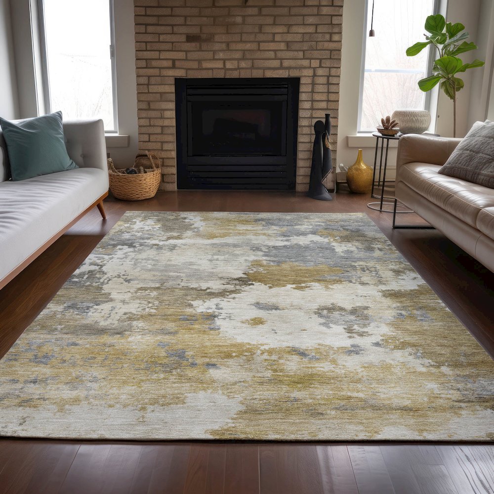 Machine Washable Indoor/Outdoor Chantille ACN2144 Brown 8' x 10' Rug