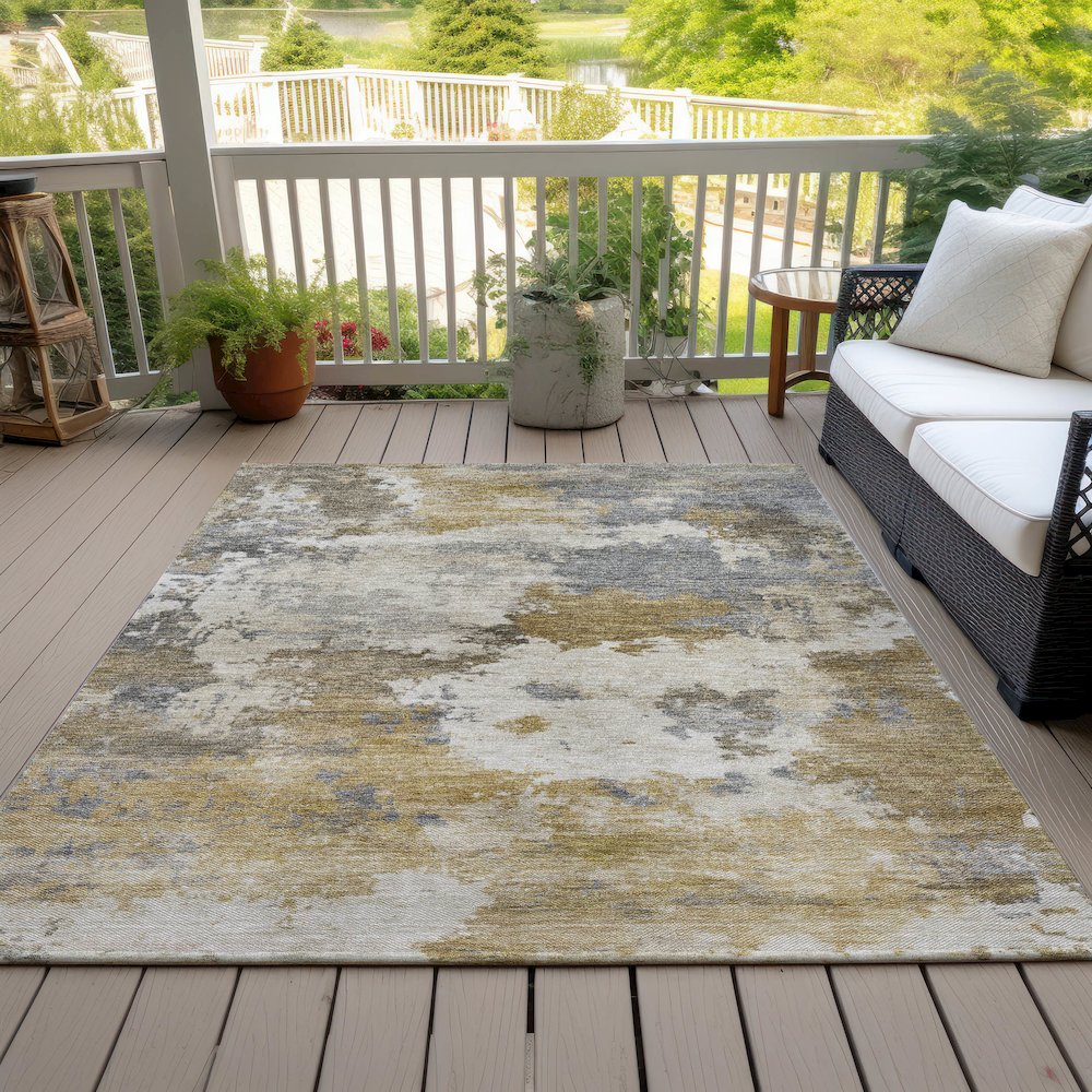 Machine Washable Indoor/Outdoor Chantille ACN2144 Brown 8' x 10' Rug