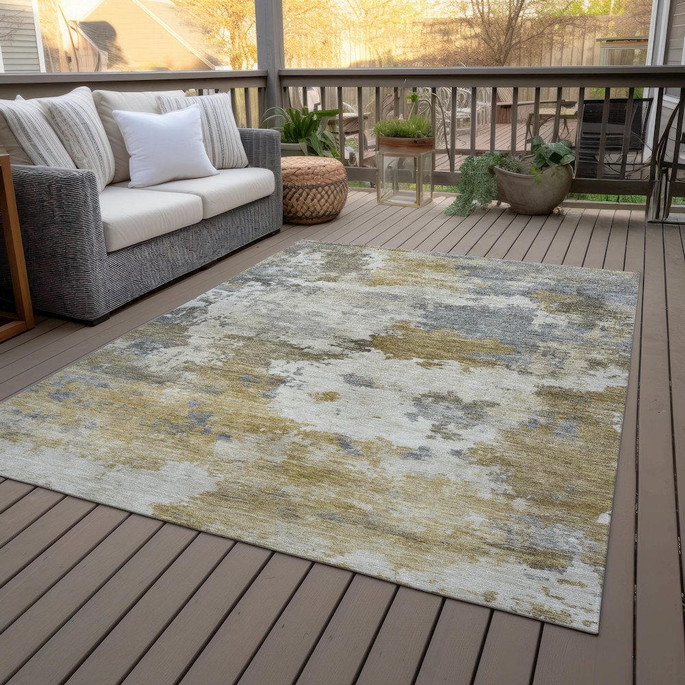 Machine Washable Indoor/Outdoor Chantille ACN2144 Brown 8' x 10' Rug