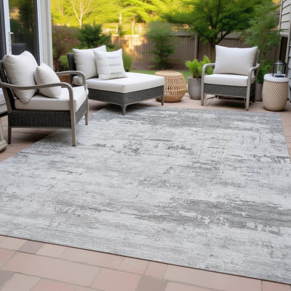 Machine Washable Indoor/Outdoor Chantille ACN2145 Silver 8' x 10' Rug