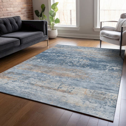 Machine Washable Indoor/Outdoor Chantille ACN2146 Denim 8' x 10' Rug