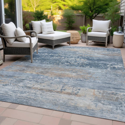 Machine Washable Indoor/Outdoor Chantille ACN2146 Denim 8' x 10' Rug