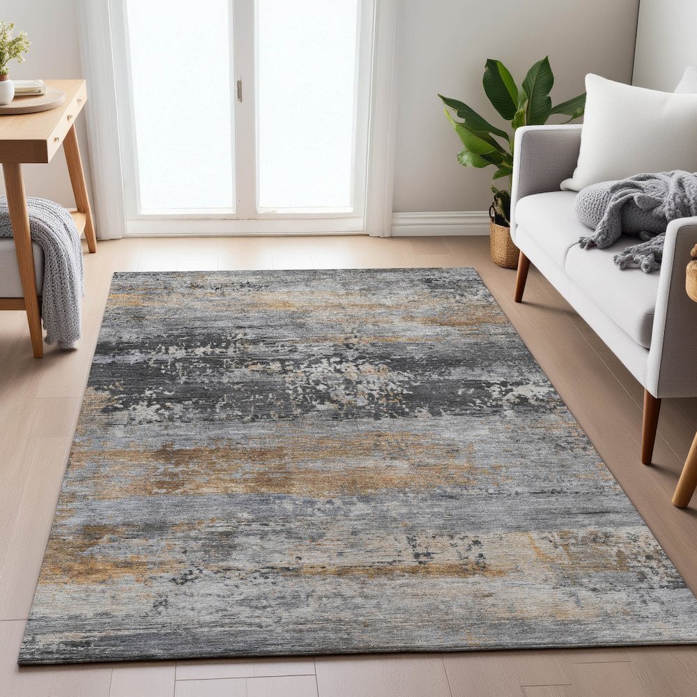 Machine Washable Indoor/Outdoor Chantille ACN2146 Gray 8' x 10' Rug