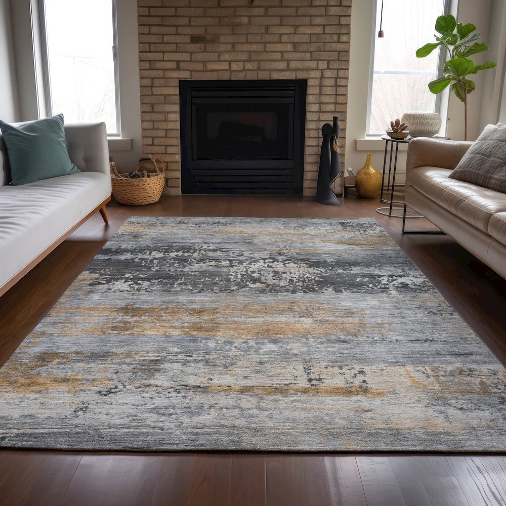 Machine Washable Indoor/Outdoor Chantille ACN2146 Gray 8' x 10' Rug