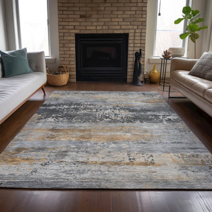 Machine Washable Indoor/Outdoor Chantille ACN2146 Gray 8' x 10' Rug