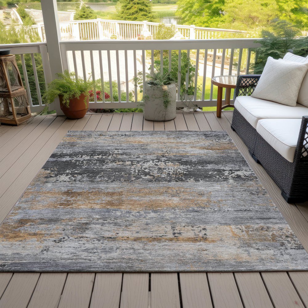 Machine Washable Indoor/Outdoor Chantille ACN2146 Gray 8' x 10' Rug