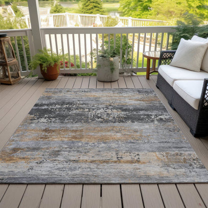Machine Washable Indoor/Outdoor Chantille ACN2146 Gray 8' x 10' Rug