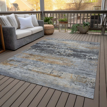 Machine Washable Indoor/Outdoor Chantille ACN2146 Gray 8' x 10' Rug