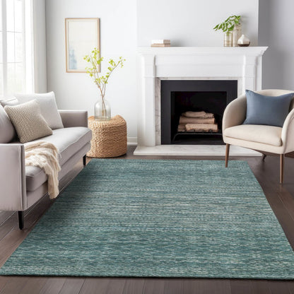 Machine Washable Indoor/Outdoor Chantille ACN2150 Teal 8' x 10' Rug